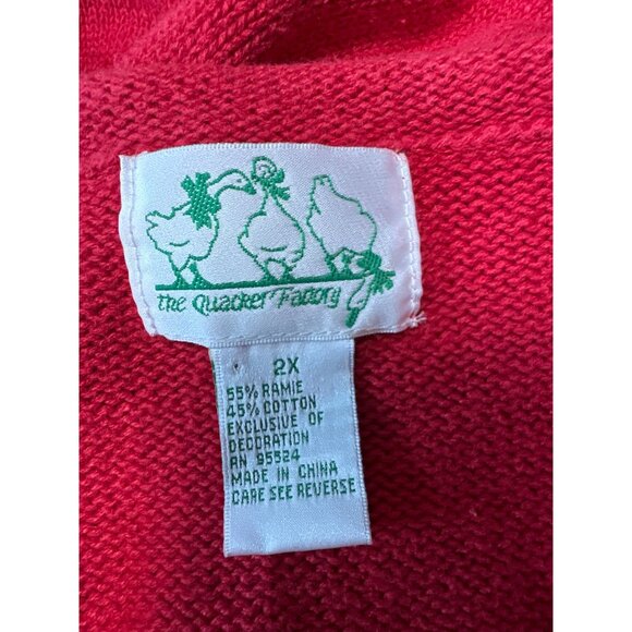 Quaker Factory Womens Short Sleeve Red Stars Stripes Embroidered Cardigan Sz 2X - Picture 6 of 8